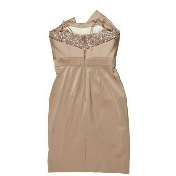 Theia Couture Assymmetrical Beades Strapples Dress - Picture 3 of 11